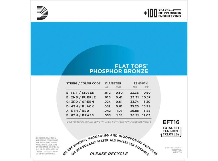 D'Addario EFT16 Phos.Bronze. Flat Top (012-053) 